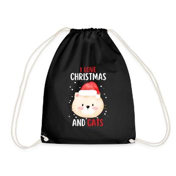 J’aime Noël et Chats Chat Noël - Sac de sport léger - noir - Devant