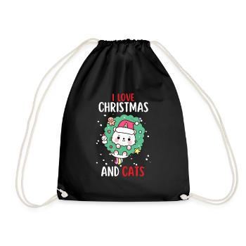 J’aime Noël et Chats Chat Noël - Sac de sport léger - noir - Devant