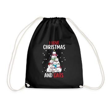 J’aime Noël et Chats Chat Noël - Sac de sport léger - noir - Devant