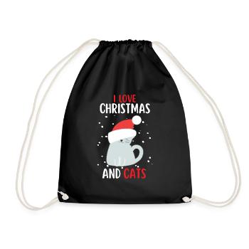 J’aime Noël et Chats Chat Noël - Sac de sport léger - noir - Devant