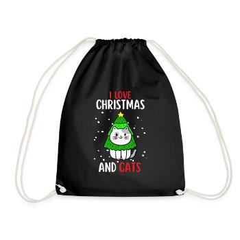 J’aime Noël et Chats Chat Noël - Sac de sport léger - noir - Devant