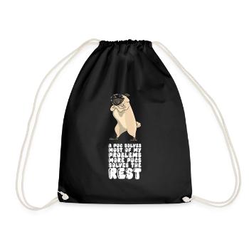 A Pug Solves Most Of My Problems - Drawstring Bag - black - Front