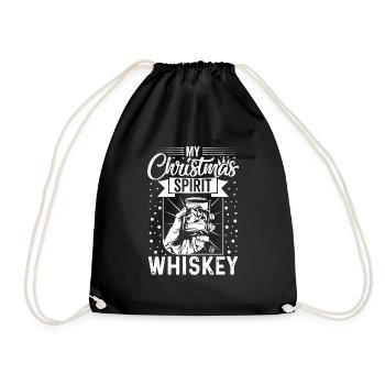 weihnachten whiskey christmas lustig alkohol - Turnbeutel - Schwarz - Vorne