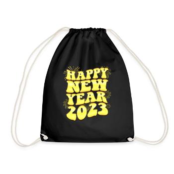 Silvesterparty Countdown - Frohes Neues Jahr - Turnbeutel - Schwarz - Vorne