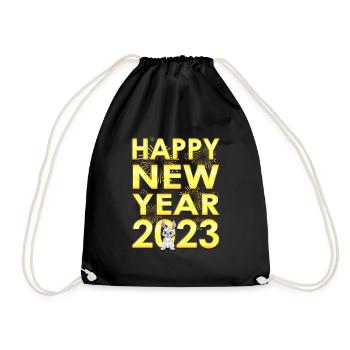 Happy New Year 2023 - Women Men New Year 2023 - Drawstring Bag - black - Front