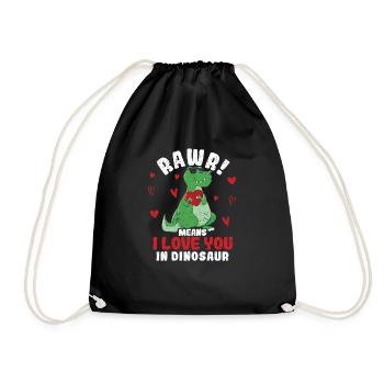 Rawr bedeutet ich liebe dich in Dinosaurier - Turnbeutel - Schwarz - Vorne