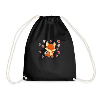Funny Dabbing Fox Lover Wild Heart Valentine's Day - Drawstring Bag - black - Front