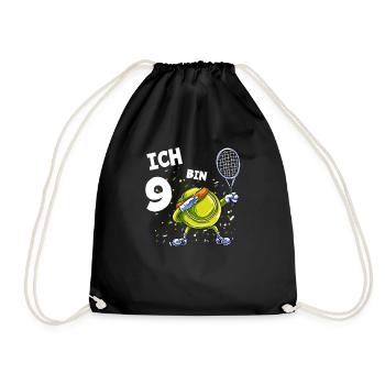 Ich bin 9 Jahre Tennis 9. Geburtstag - Turnbeutel - Schwarz - Vorne