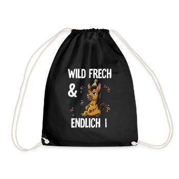 1. Geburtstag Pferd Wild Frech Und Endlich 1 Jahre - Turnbeutel - Schwarz - Vorne