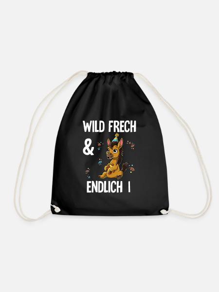 1. Geburtstag Pferd Wild Frech Und Endlich 1 Jahre - Turnbeutel - Schwarz