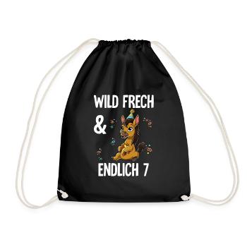7. Geburtstag Pferd Wild Frech Und Endlich 7 Jahre - Turnbeutel - Schwarz - Vorne