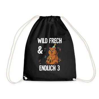 3. Geburtstag Quokka Wild Frech Und Endlich 3 - Turnbeutel - Schwarz - Vorne