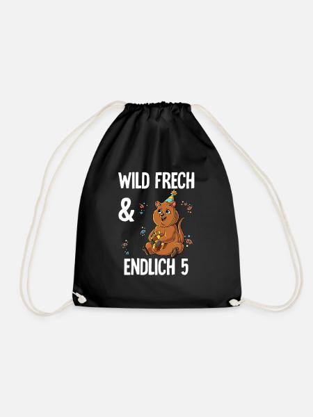5. Geburtstag Quokka Wild Frech Und Endlich 5 - Turnbeutel - Schwarz