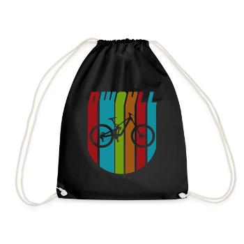 Mountainbike Downhill Fahrrad buntes Geschenk - Turnbeutel - Schwarz - Vorne