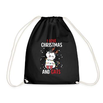 J’aime Noël et Chats Chat Noël - Sac de sport léger - noir - Devant
