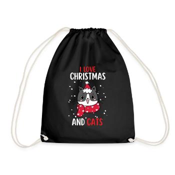 J’aime Noël et Chats Chat Noël - Sac de sport léger - noir - Devant