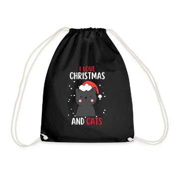 J’aime Noël et Chats Chat Noël - Sac de sport léger - noir - Devant