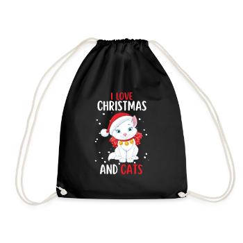 J’aime Noël et Chats Chat Noël - Sac de sport léger - noir - Devant
