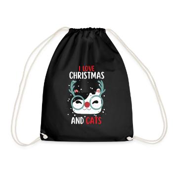 J’aime Noël et Chats Chat Noël - Sac de sport léger - noir - Devant