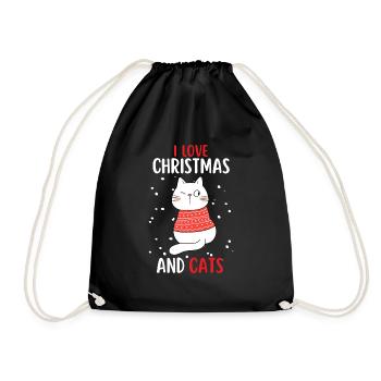 J’aime Noël et Chats Chat Noël - Sac de sport léger - noir - Devant