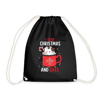 J’aime Noël et Chats Chat Noël - Sac de sport léger - noir - Devant