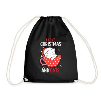 J’aime Noël et Chats Chat Noël - Sac de sport léger - noir - Devant