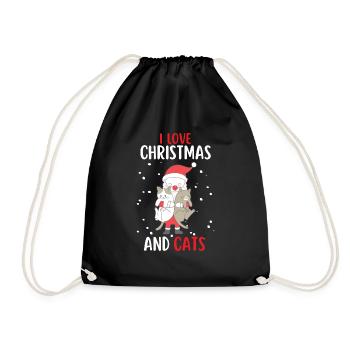 J’aime Noël et Chats Chat Noël - Sac de sport léger - noir - Devant