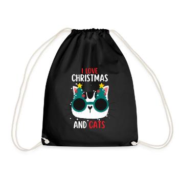 J’aime Noël et Chats Chat Noël - Sac de sport léger - noir - Devant