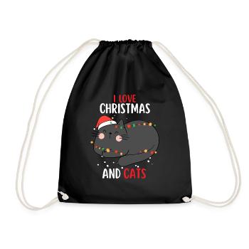 J’aime Noël et Chats Chat Noël - Sac de sport léger - noir - Devant