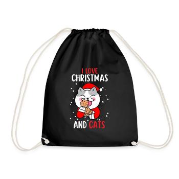 J’aime Noël et Chats Chat Noël - Sac de sport léger - noir - Devant