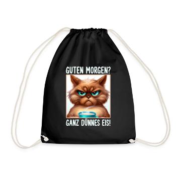 Kaffee Morgenmuffel Mitarbeiter Kaffee Katze - Turnbeutel - Schwarz - Vorne