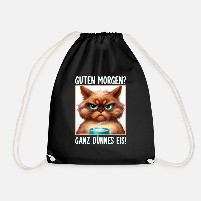 Kaffee Morgenmuffel Mitarbeiter Kaffee Katze - Turnbeutel - Schwarz