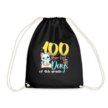 Katze Schüler der 4. Klasse 100. Tag 100 Tage Schule - Turnbeutel - Schwarz - Vorne