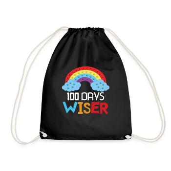 Rainbow Pop 100th Day Wiser Days Of School - Drawstring Bag - black - Front