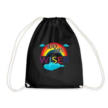 Rainbow Student 100th Day Wiser Days Of School - Drawstring Bag - black - Front