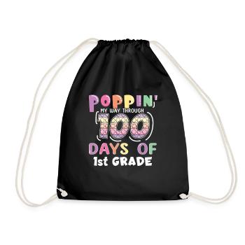 100. Tag 1. Klasse Pop Bubble 100 Tage Schule - Turnbeutel - Schwarz - Vorne
