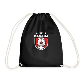 Canada National Soccer Team Country Flag Football - Drawstring Bag - black - Front