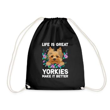 Yorkshire Terrier Yorkie Dog Gift - Drawstring Bag - black - Front