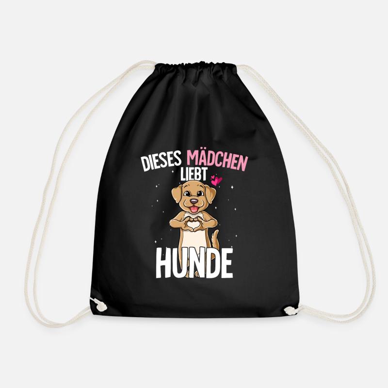 Hund Mädchen - Turnbeutel - Schwarz