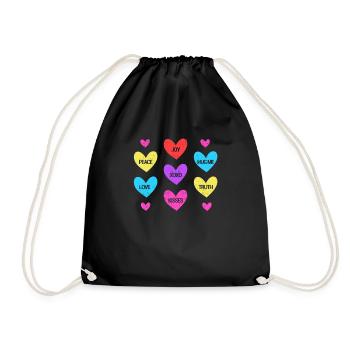 Valentine's Day Heart Candy Lovers Matching - Drawstring Bag - black - Front