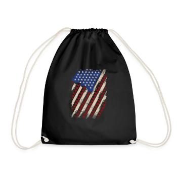 Valentine's Day American Flag Hearts USA Love - Drawstring Bag - black - Front