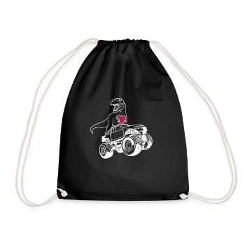 Valentine's Day T Rex Riding Monster Truck Funny - Drawstring Bag - black - Front
