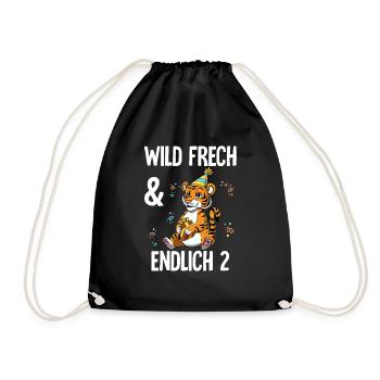 1. Geburtstag Tiger Wild Frech Und Endlich 1 Jahre - Turnbeutel - Schwarz - Vorne