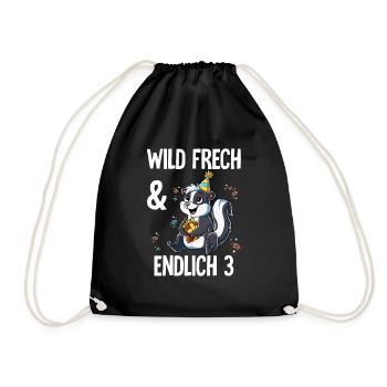 3. Geburtstag Stinktier Wild Frech Und Endlich 3 - Turnbeutel - Schwarz - Vorne