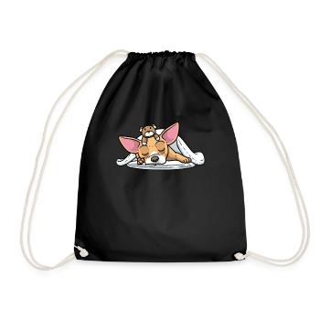 Chiweenie Hund Mit Kuscheltier Schlafen Schlummern - Turnbeutel - Schwarz - Vorne