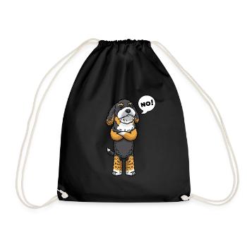 Bernedoodle dog stubborn - Drawstring Bag - black - Front