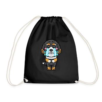 Bernedoodle Dog Laughing Emoticon Kawaii - Drawstring Bag - black - Front