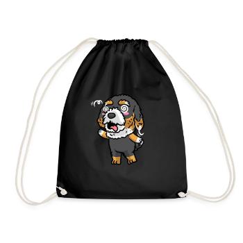 Bernedoodle Dog Laughing Emoticon Kawaii - Drawstring Bag - black - Front