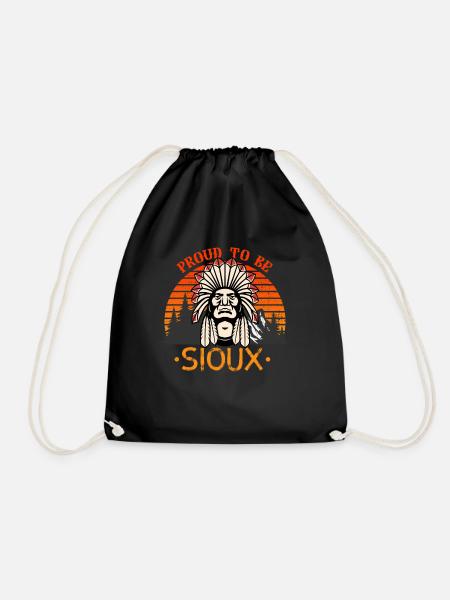 Proud To Be Sioux Native American - Drawstring Bag - black