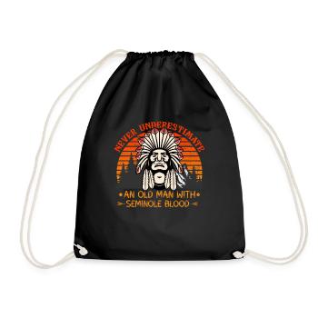 Never Underestimate Old Seminole Man - Drawstring Bag - black - Front